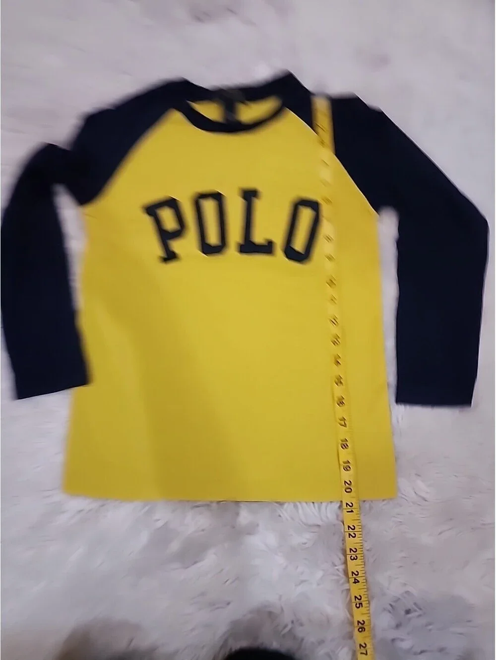 Polo Ralph Lauren Boys S8 Shirt Yellow Navy Sleeves Graphic POLO RN 41381 56658